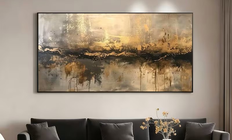 لوحة جدارية مودرن إطار بيج مقاس 80×120 سم
